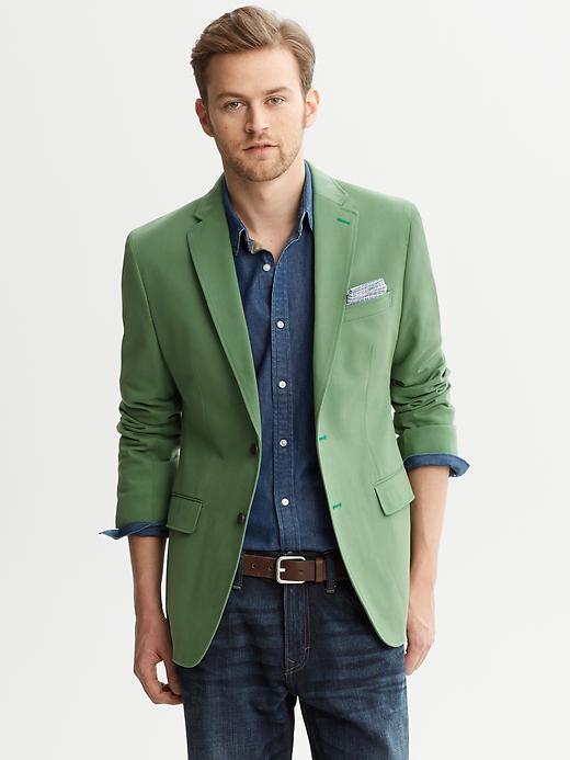 Banana Republic Tailored Green Chino Two Button Blazer