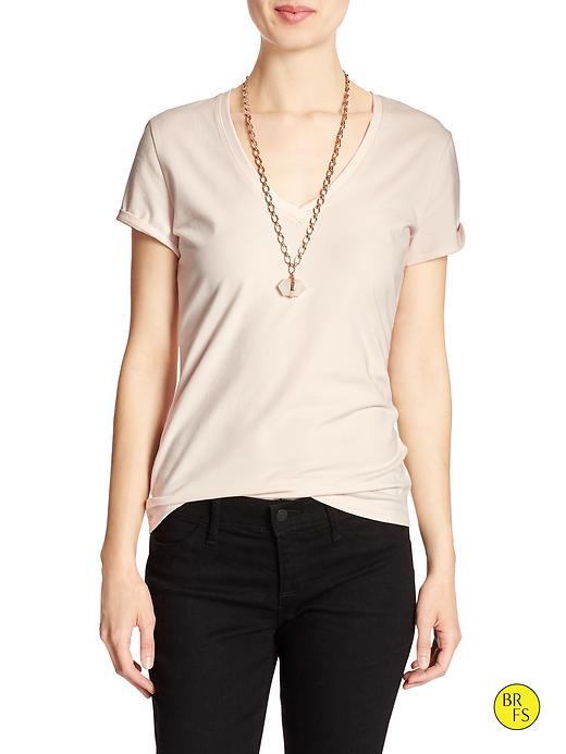 Banana Republic Womens Factory Short Sleeve Vee Size L - Barely Pink
