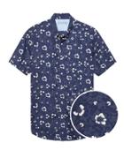 Banana Republic Mens Grant Slim-fit Luxe Poplin Floral Shirt Navy Size Xxs