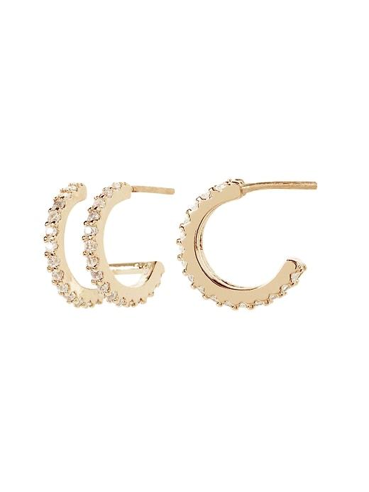 Banana Republic Womens Double Pav Huggie Hoop Earring Gold Size One Size