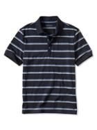 Banana Republic Luxe Touch Varsity Stripe Polo - True Navy