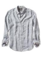 Banana Republic Mens Camden Fit Gingham Linen Shirt Size L Tall - Gray Heather