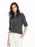 Banana Republic Womens Heritage Silk Long Sleeve Top Size L - Dark Graphite