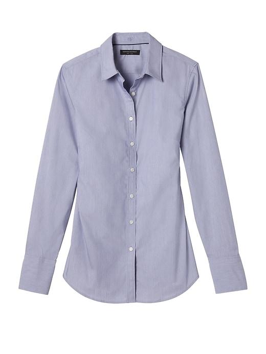 Banana Republic Womens Riley Tailored-fit Super-stretch Shirt Light Blue Size 6