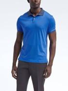 Banana Republic Mens Slim Luxury Touch Jaspe Collar Polo - Harbor Blue