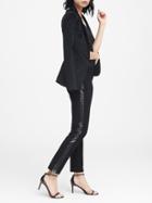 Banana Republic Womens Sloan Skinny-fit Sequin Side-stripe Pant Black Size 8