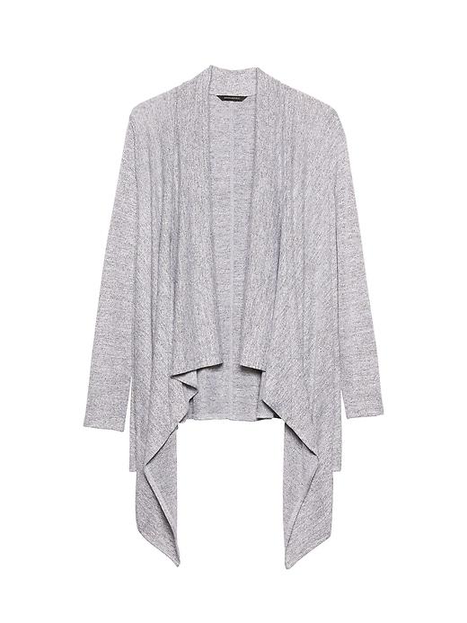 Banana Republic Womens Soft Jersey Waterfall Cardigan Heather White Size S