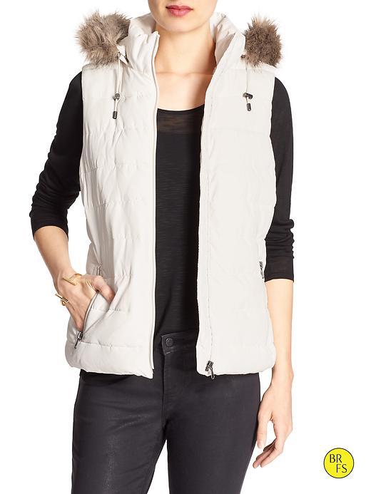 Banana Republic Womens Factory Hooded Puffer Vest Size L Petite - Flurry