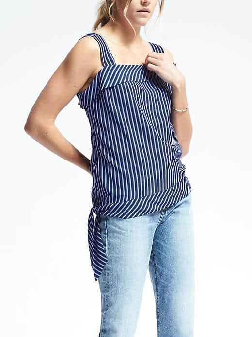 Banana Republic Easy Care Asymmetrical Band Top - Navy Star