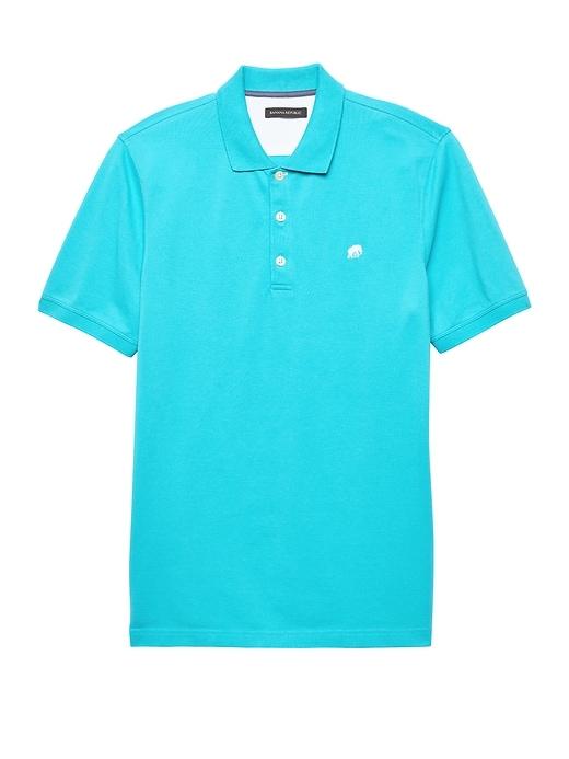 Banana Republic Mens Slim Signature Pique Polo Shirt Turquoise Blue Size L