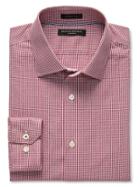 Banana Republic Mens Grant Fit Red Gingham Non Iron Shirt Size L Tall - Crimson Red