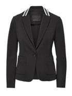 Banana Republic Womens Petite Classic-fit Ponte Contrast-collar Blazer Black Size 2