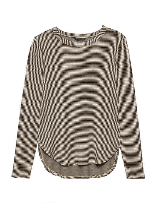 Banana Republic Womens Luxespun Curved Hem T-shirt Camel Sepia Size Xs