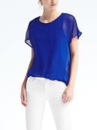 Banana Republic Sheer Sleeve Overlay Top - Blue Train