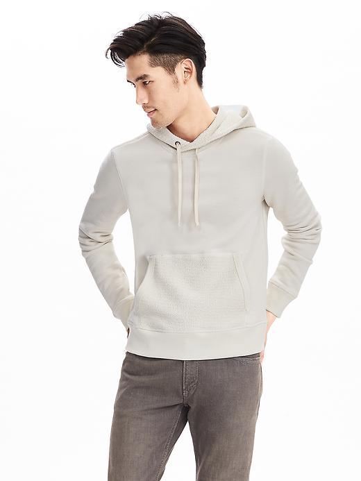 Banana Republic Mens Textured Hoodie Size L Tall - Transition Cream