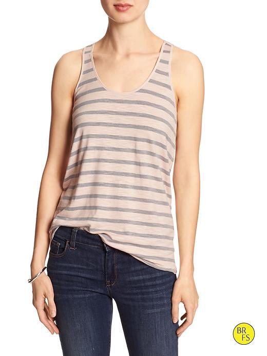 Banana Republic Womens Factory Stripe Keyhole Cut Out Tank Size L - Sheer Pink