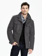 Banana Republic Mens Wool 4 Pocket Military Jacket Size L - Medium Gray Heather