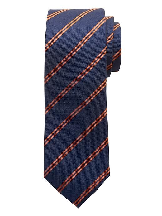Banana Republic Mens Double Stripe Silk Nanotex Tie Autumn Orange Size One Size