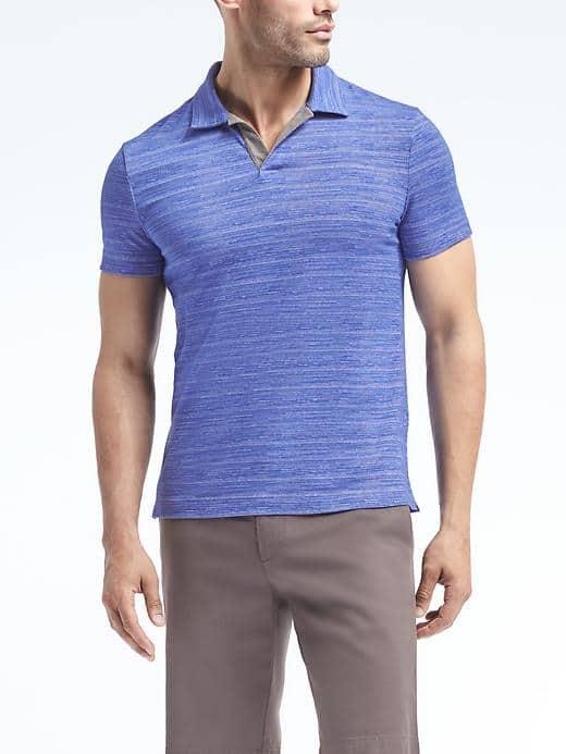 Banana Republic Slim Pique Stripe Polo - Magic Blue
