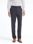 Banana Republic Mens Standard Plaid Performance Stretch Wool Dress Pant - Navy