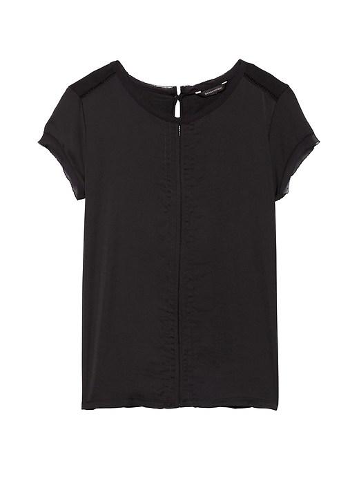 Banana Republic Womens Stretch-modal Embroidered T-shirt Black Size M