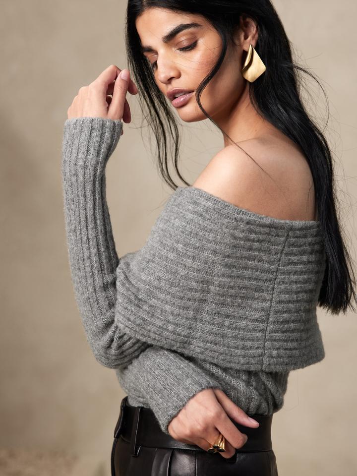 Plume Off-shoulder Sweater Top