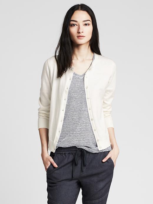 Banana Republic Womens Pima Cotton/cashmere Anna Cardigan Size Xs - Cocoon