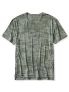 Banana Republic Mens Denim Burnout Henley Tee Size L - Stem Green