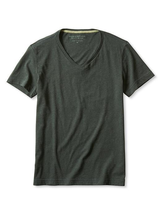 Banana Republic Soft Wash Vee Tee Size L Tall - Dark Green Heather