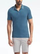 Banana Republic Mens Mesh Sport Polo - Ocean Blue