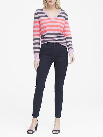 Banana Republic High-rise Skinny-fit Dark Wash Ankle Jean