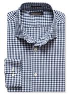 Banana Republic Mens Grant Fit Gingham 120s Supima Cotton Shirt Size M Tall - Navy Star