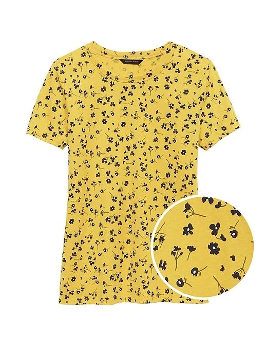 Banana Republic Womens Supima Cotton Floral T-shirt Yellow Daisy Size M