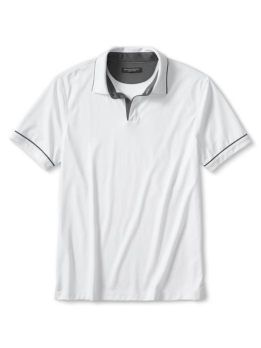 Banana Republic Mens Luxe Touch Piped Polo Size L - White