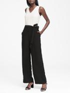 Banana Republic Womens V-neck Tie-waist Jumpsuit Black & White Size 0
