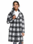 Banana Republic Womens Plaid Double Breasted Coat Size Xs Petite - Black/gray