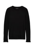 Banana Republic Womens Italian Superloft Ruffle Cuff Crew - Black