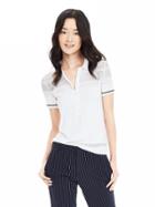 Banana Republic Lace Stitch Sweater Polo Size L - White