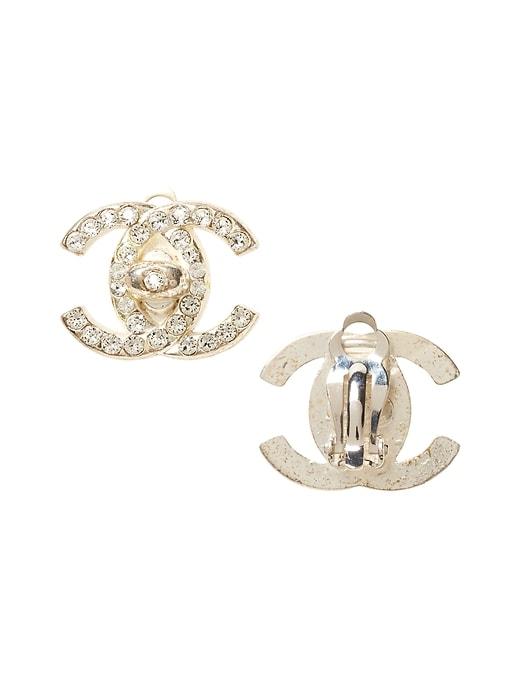 Banana Republic Mens Luxe Finds   Chanel Silver Crystal Turnlock Clip-on Earring Silver Size One Size