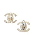 Banana Republic Mens Luxe Finds   Chanel Silver Crystal Turnlock Clip-on Earring Silver Size One Size