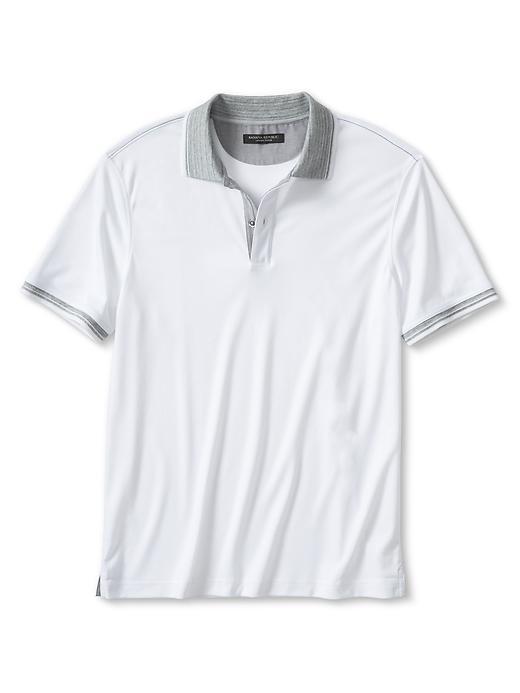 Banana Republic Mens Luxe Touch Birdseye Trim Polo Size L Tall - White