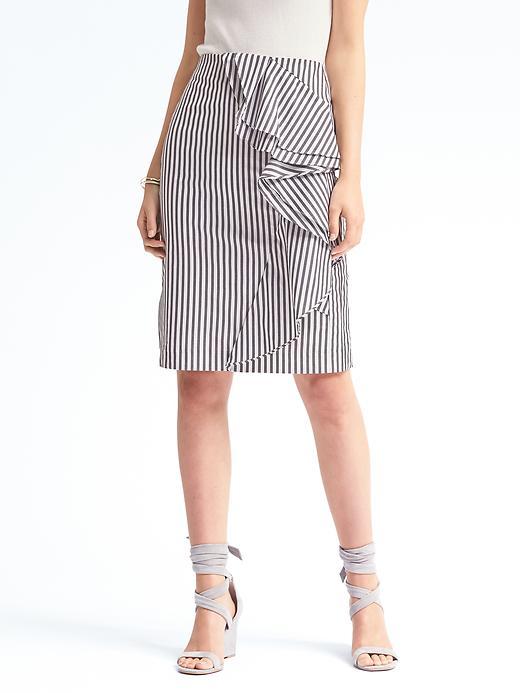 Banana Republic Womens Micro Stripe Poplin Ruffle Skirt - Gray Stripe