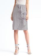Banana Republic Womens Micro Stripe Poplin Ruffle Skirt - Gray Stripe
