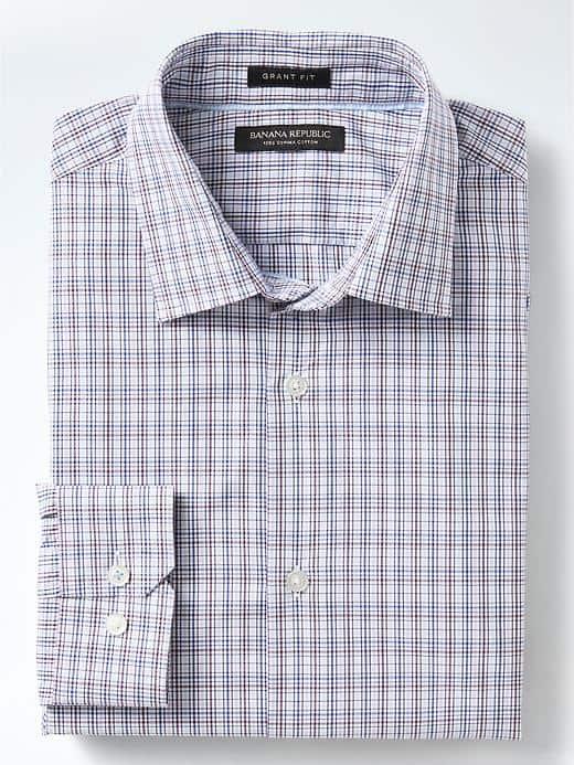 Banana Republic Mens Grant Fit Supima Cotton Check Shirt - Summer Lilac