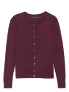 Banana Republic Womens Machine-washable Merino Wool Blend Cropped Cardigan Sweater Burgundy Size Xs