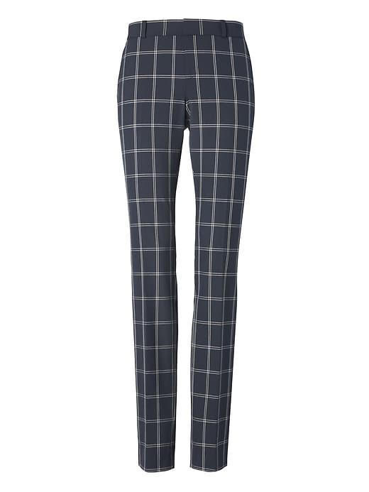 Banana Republic Womens Ryan Slim Straight-fit Machine-washable Windowpane Pant Navy Size 4