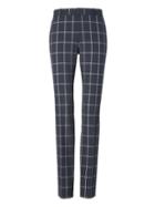 Banana Republic Womens Ryan Slim Straight-fit Machine-washable Windowpane Pant Navy Size 4