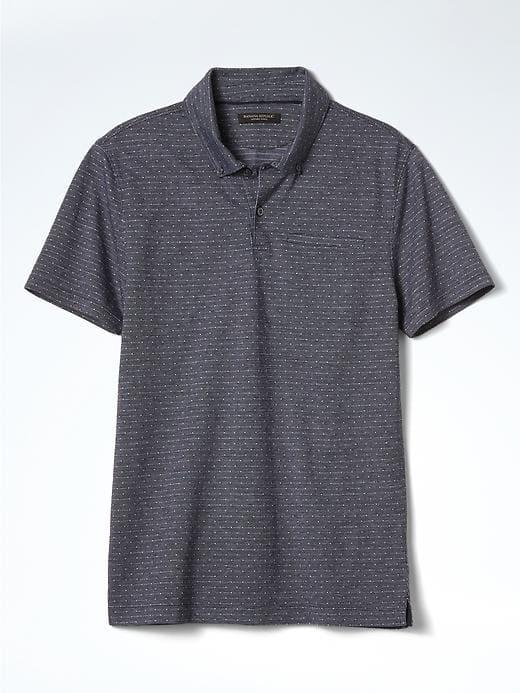Banana Republic Mens Slim Luxe Touch Jacquard Polo - Navy