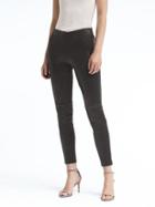Banana Republic Womens Petite Devon Legging-fit Stretch Leather Pant Black Size 12