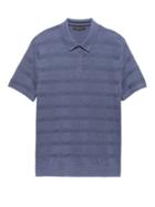 Banana Republic Mens Supima Cotton Texture Stripe Sweater Polo Shirt Blueberry Size Xl